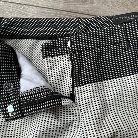 Raffaello Rossi Checked Black And White Contrasting Cotton Trouser Pants - Picture 8 of 15